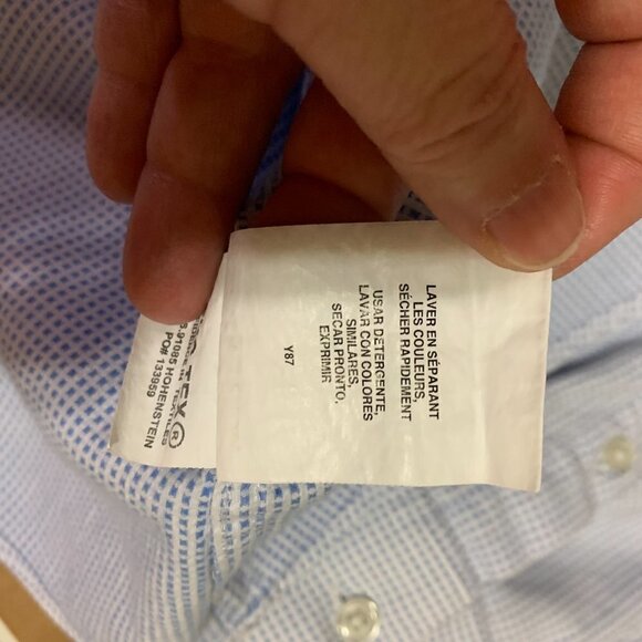 Tommy Hilfiger Slim Fit Blue Dots Button Down Dress Shirt. XL 17-17 1/2 34/35 - Picture 8 of 11